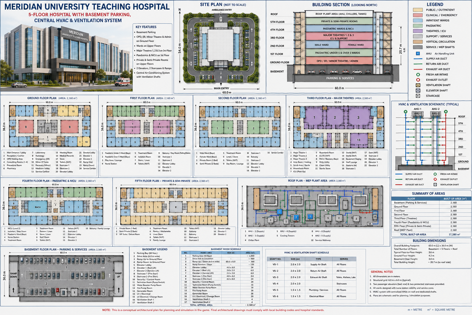 Concept plan for the Meridian University Teaching Hospital simulation environment